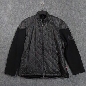 Belstaff Jacket Mens 2XL Black Quilted‎ Moto Full Zip Lace Up Sides Made Italy